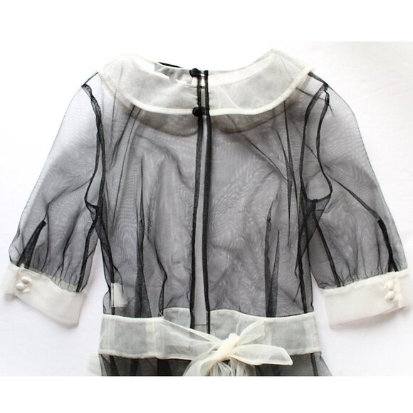 MURMUR Maid Transparent Outfit Roleplay / FR 34 / XS / Black White Mesh Lingerie - Picture 7 of 9